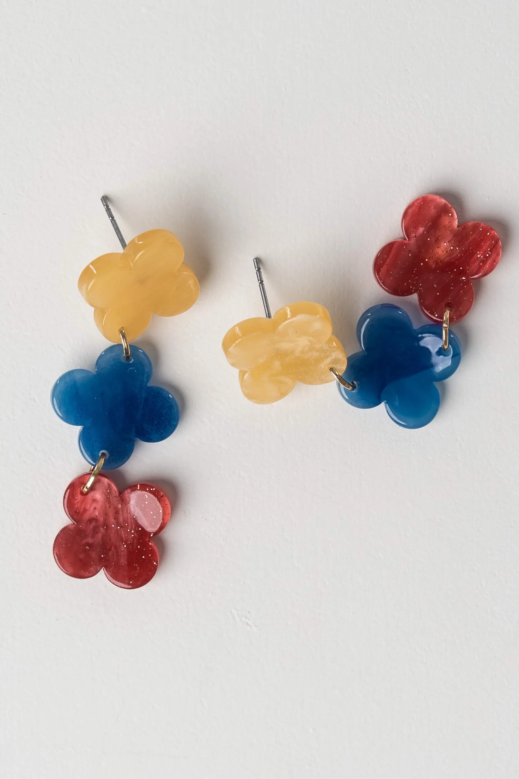 Precchio Bisuteria<PENDIENTE FLORES TRICOLOR