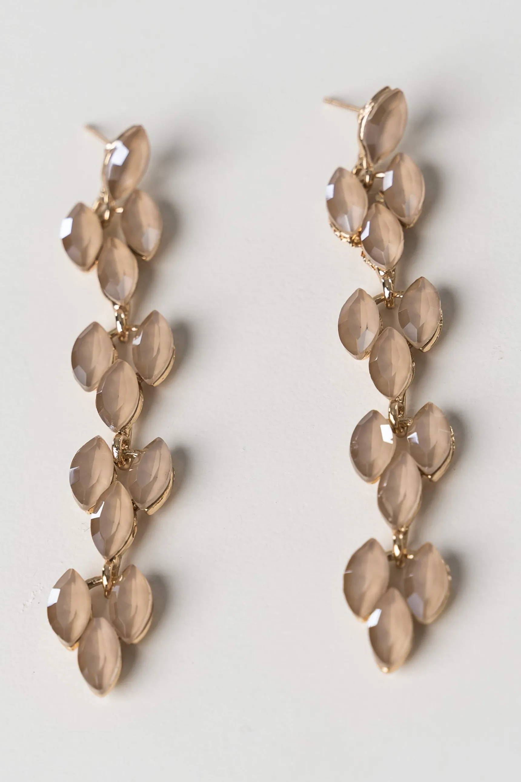 Precchio Bisuteria<PENDIENTE ÓVALOS CRISTAL BEIGE