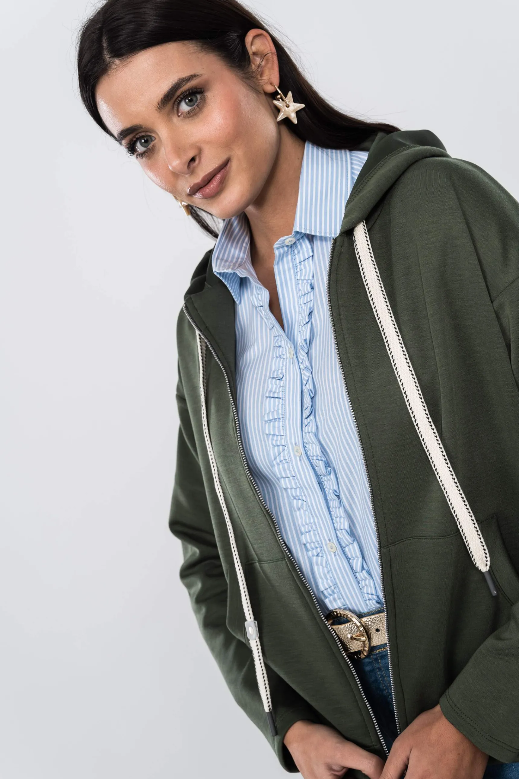 Precchio Jerseys Y Cardigans<SUDADERA CREMALLERA KAKI