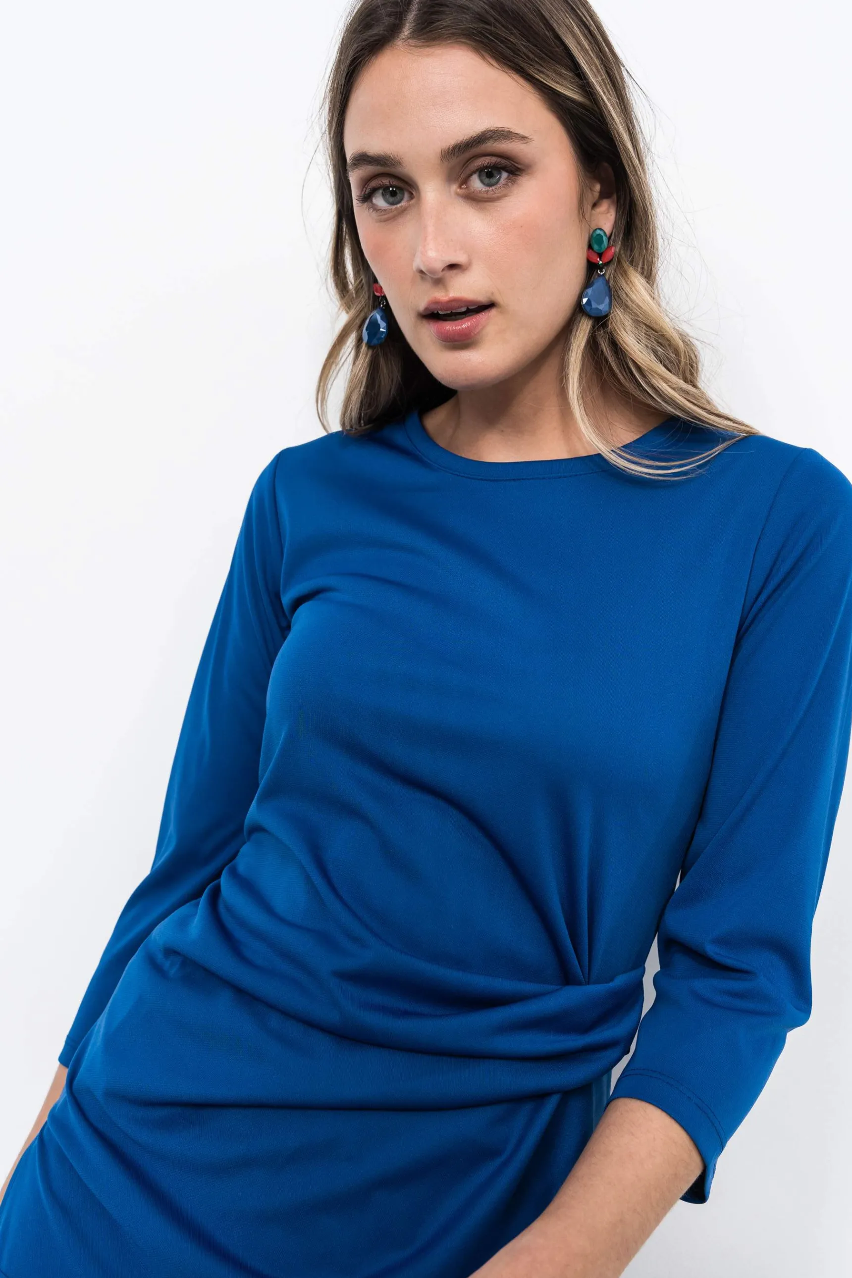 Precchio Blusas Y Camisas<TOP FRUNCE MANGA FRANCESA TINTA