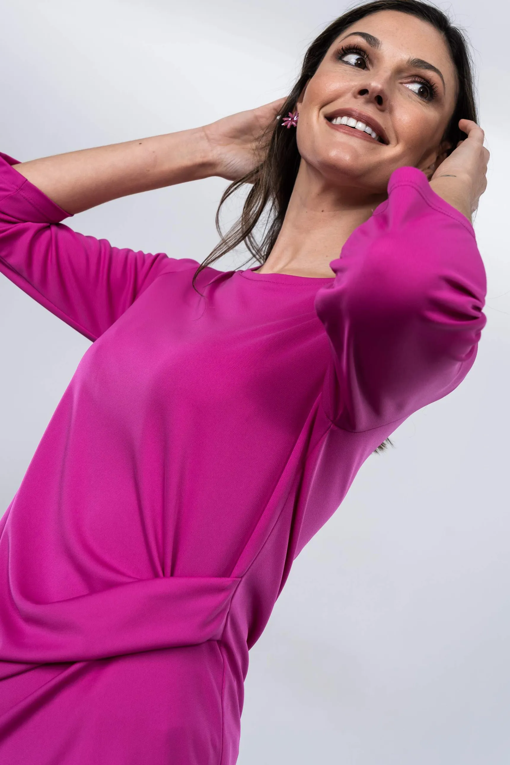Precchio Camisetas<TOP FRUNCE MANGA FRANCESA BUGANVILLA