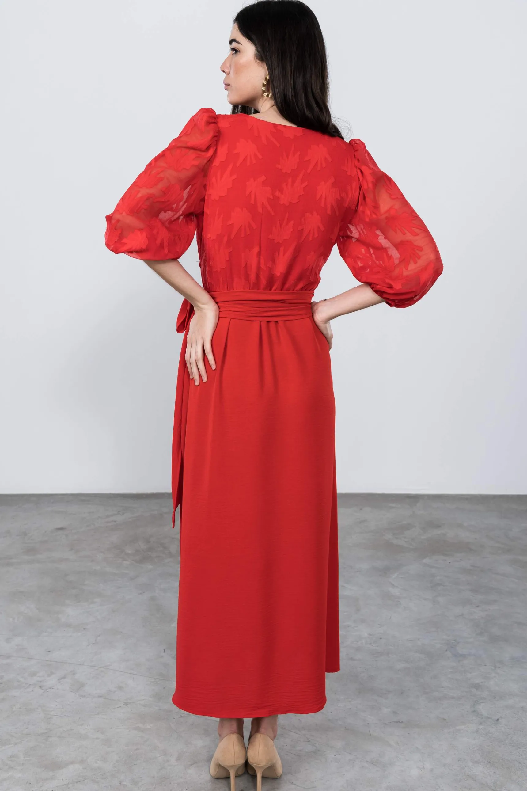 vestido_combinado_gasa_ro_5.webp Precchio Vestidos<VESTIDO COMBINADO GASA ROJO