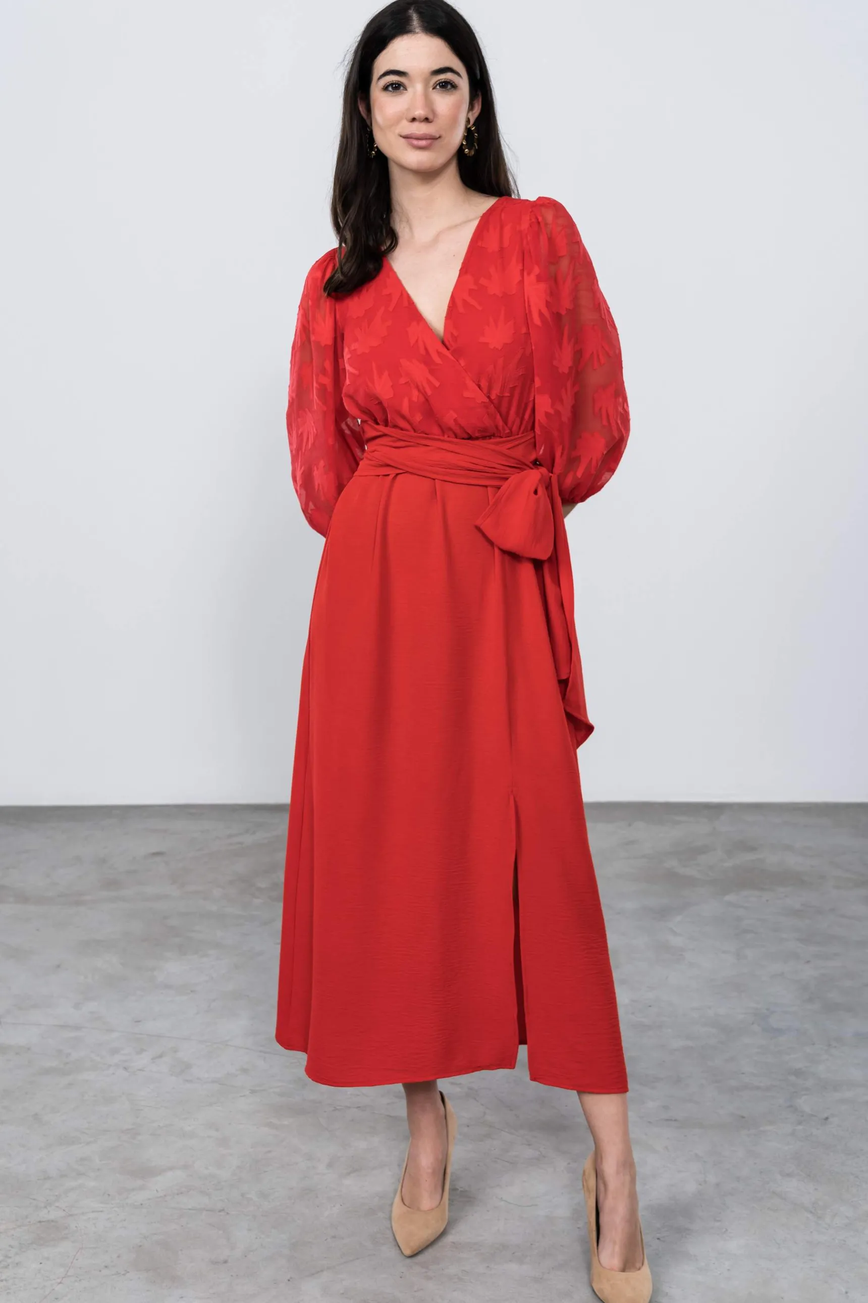 vestido_combinado_gasa_ro_6.webp Precchio Vestidos<VESTIDO COMBINADO GASA ROJO