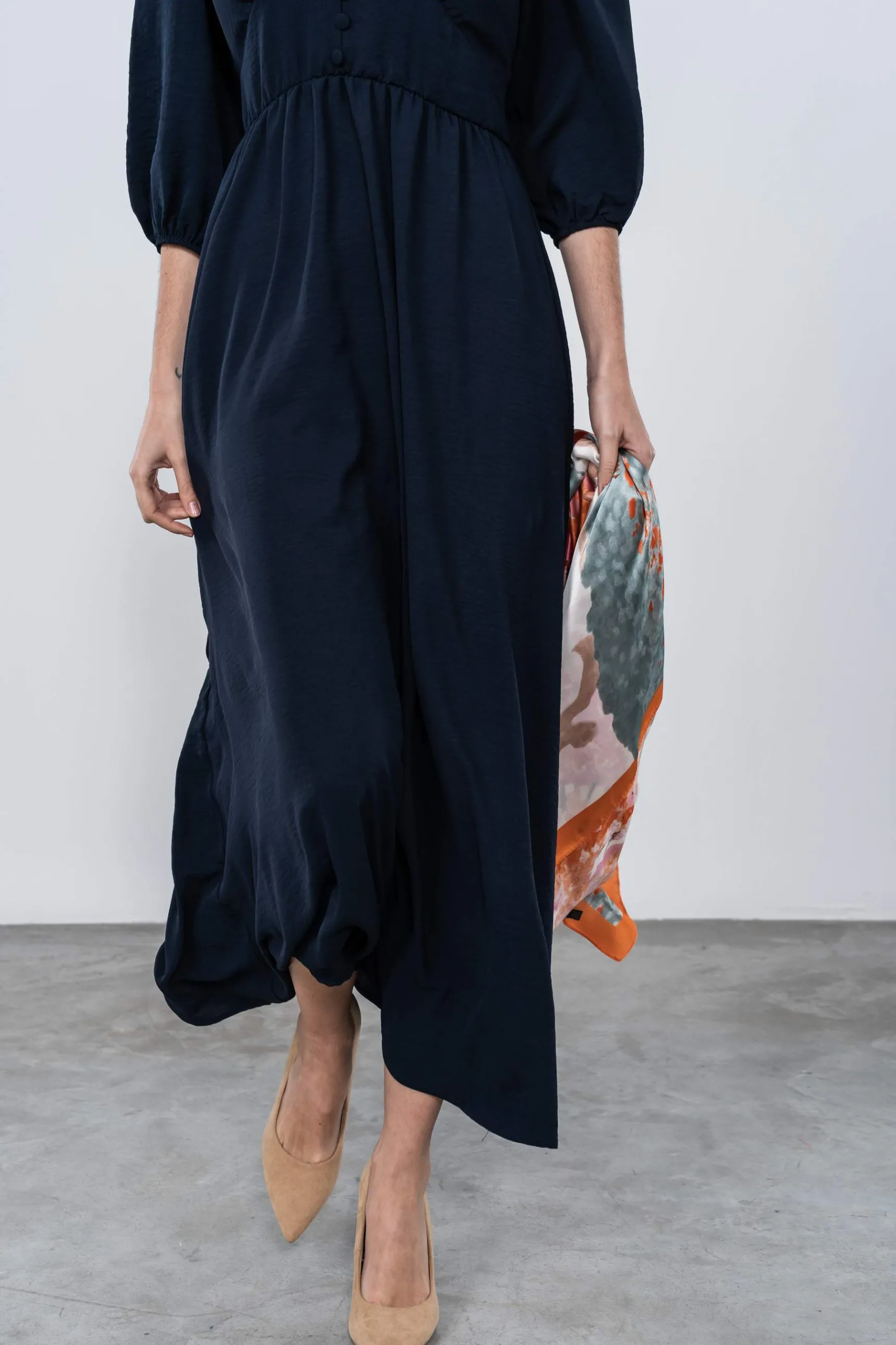 vestido_corte_botones_mar_7.webp Precchio Vestidos<VESTIDO CORTE BOTONES MARINO