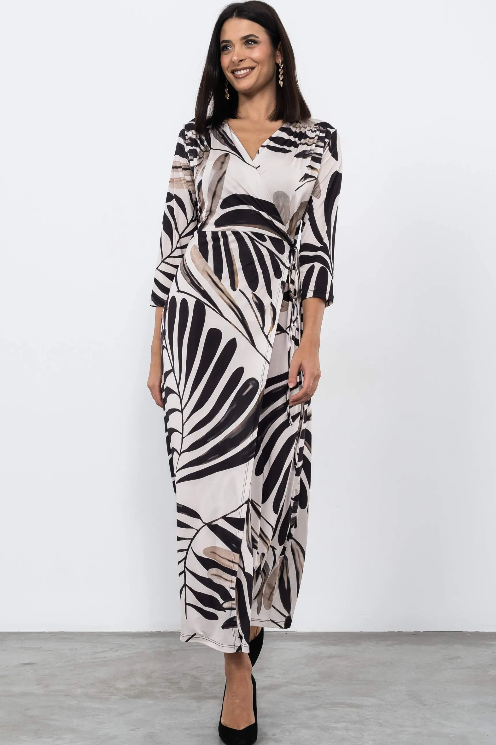 Precchio Vestidos<VESTIDO CRUZADO HOJAS