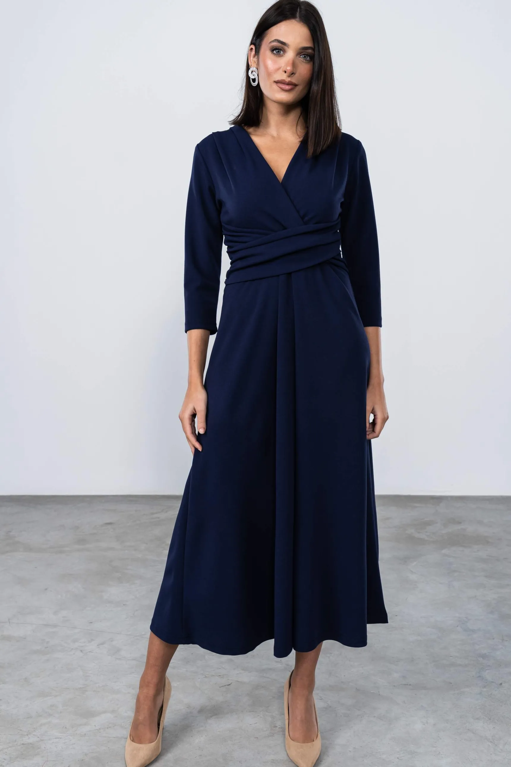 Precchio Vestidos<VESTIDO DETALLE CRUZADO MARINO