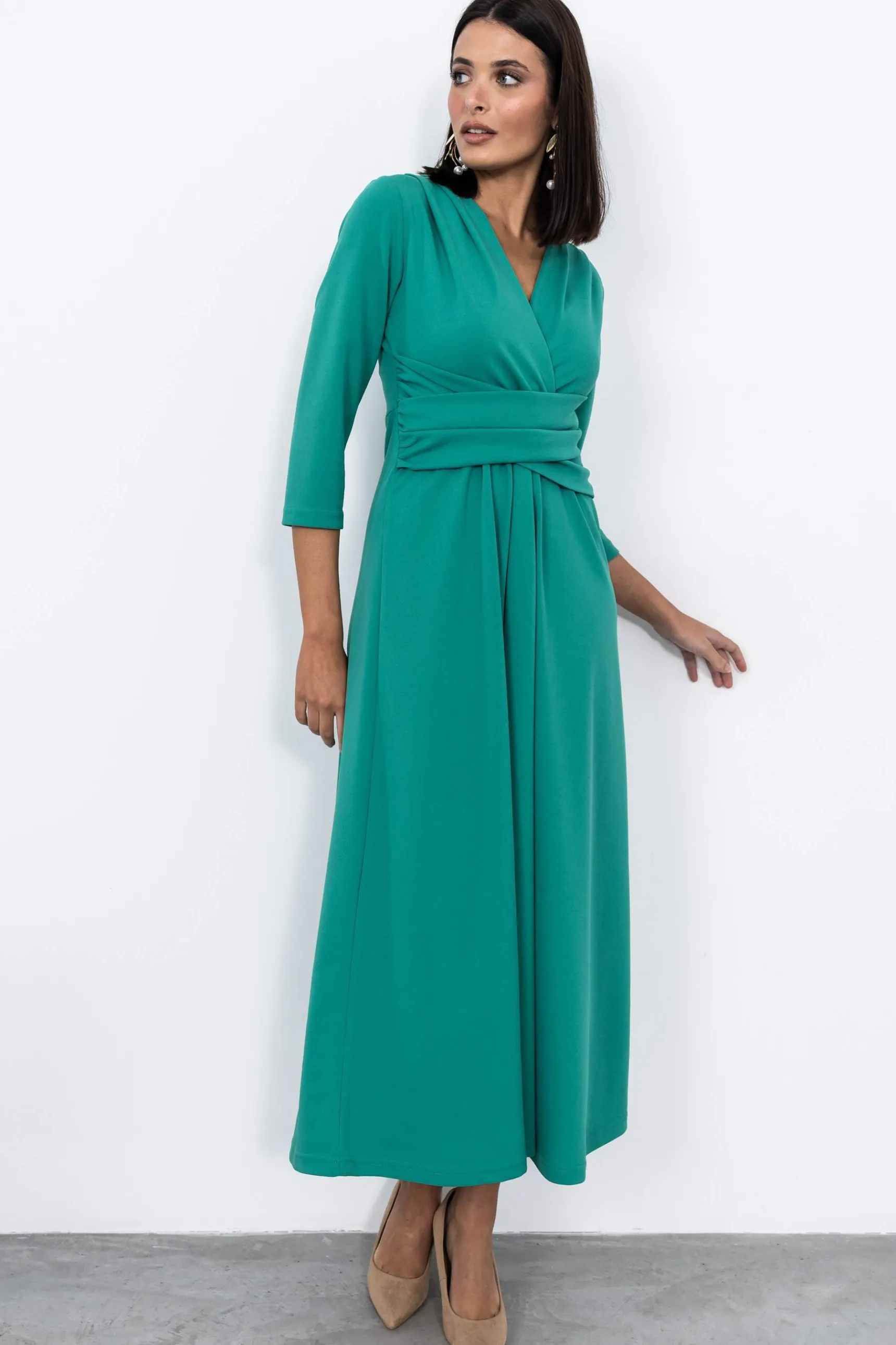 vestido_detalle_cruzado_v_3.webp Precchio Vestidos<VESTIDO DETALLE CRUZADO VERDE