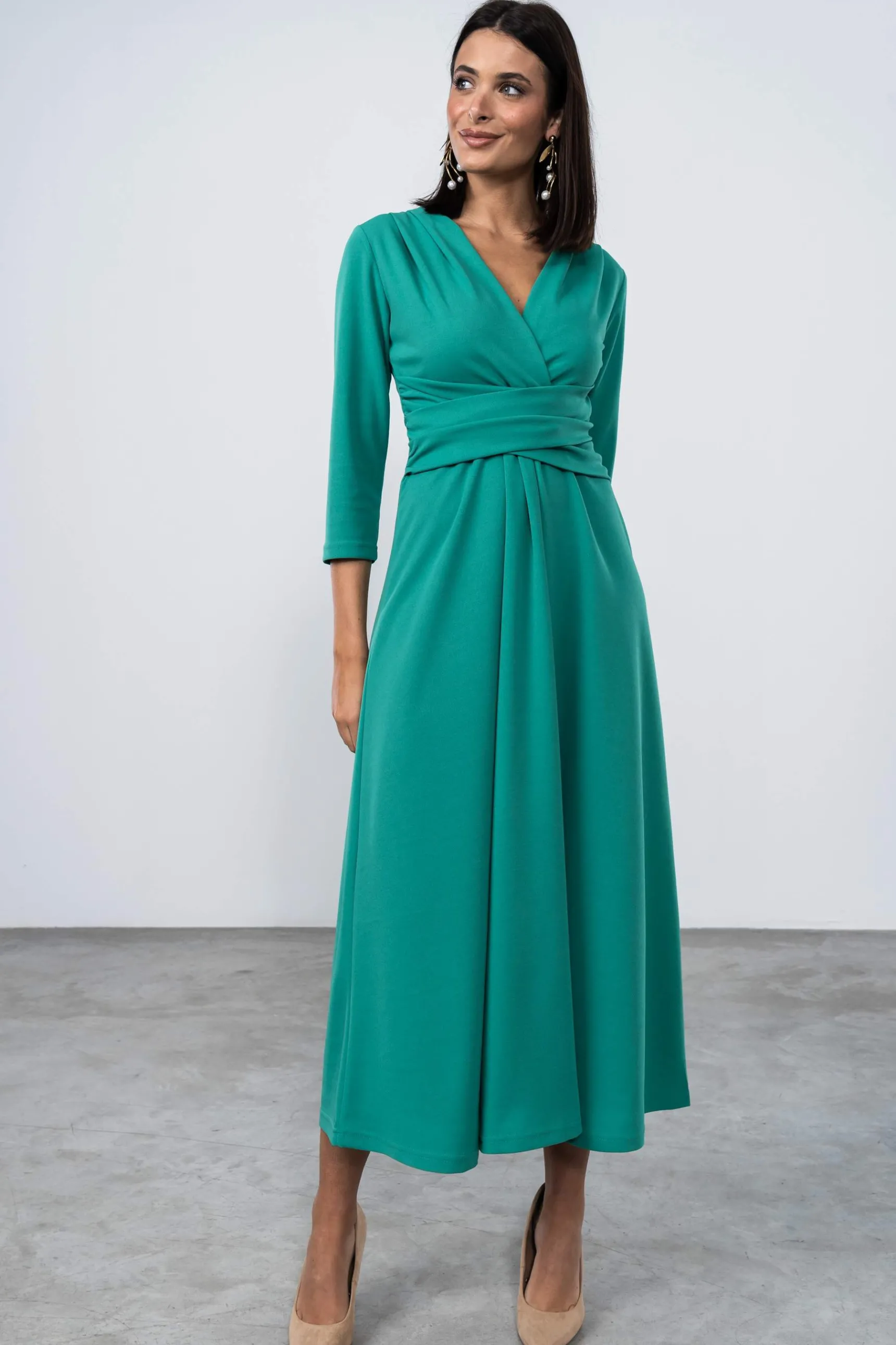 vestido_detalle_cruzado_v_4.webp Precchio Vestidos<VESTIDO DETALLE CRUZADO VERDE