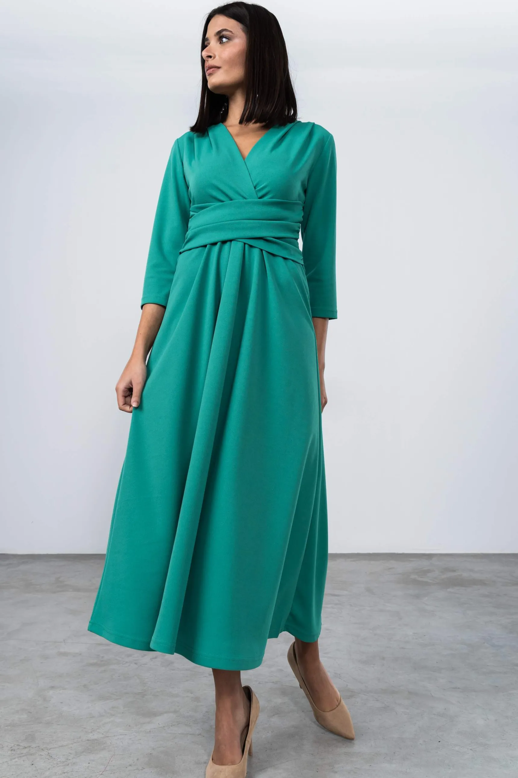 vestido_detalle_cruzado_v_6.webp Precchio Vestidos<VESTIDO DETALLE CRUZADO VERDE