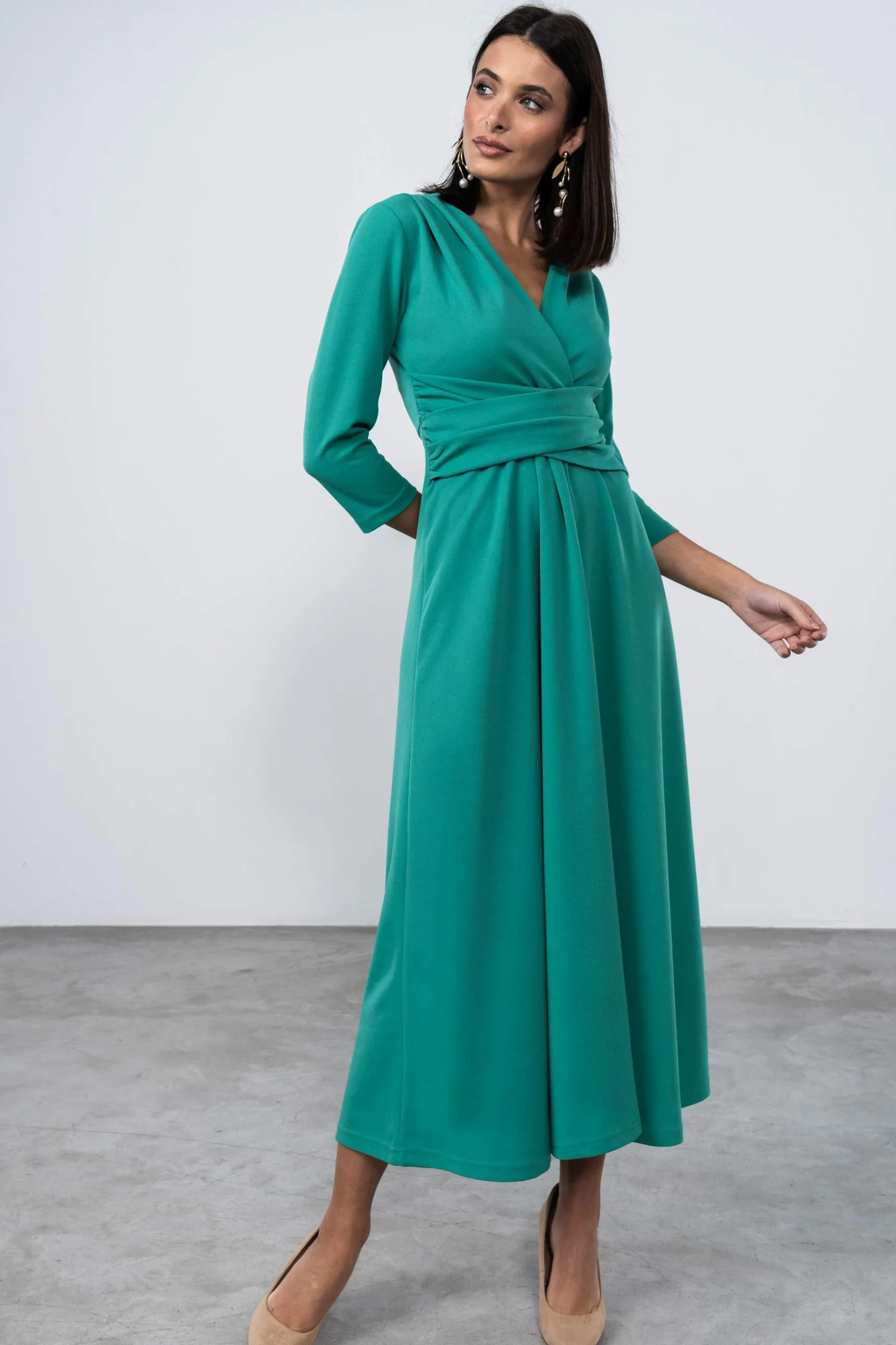 vestido_detalle_cruzado_v_9.webp Precchio Vestidos<VESTIDO DETALLE CRUZADO VERDE