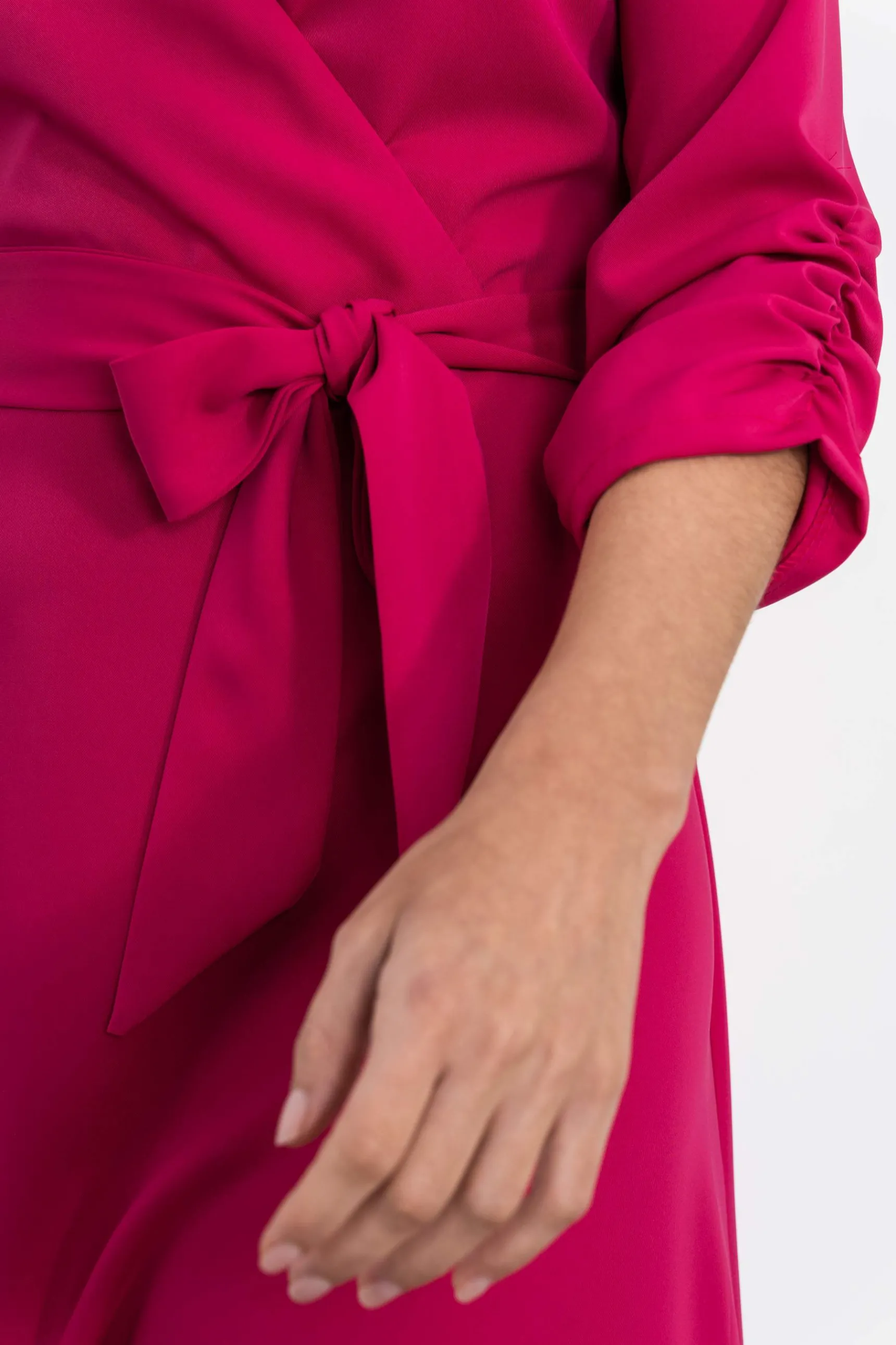 vestido_efecto_cruzado_fu_3.webp Precchio Vestidos<VESTIDO EFECTO CRUZADO FUCSIA