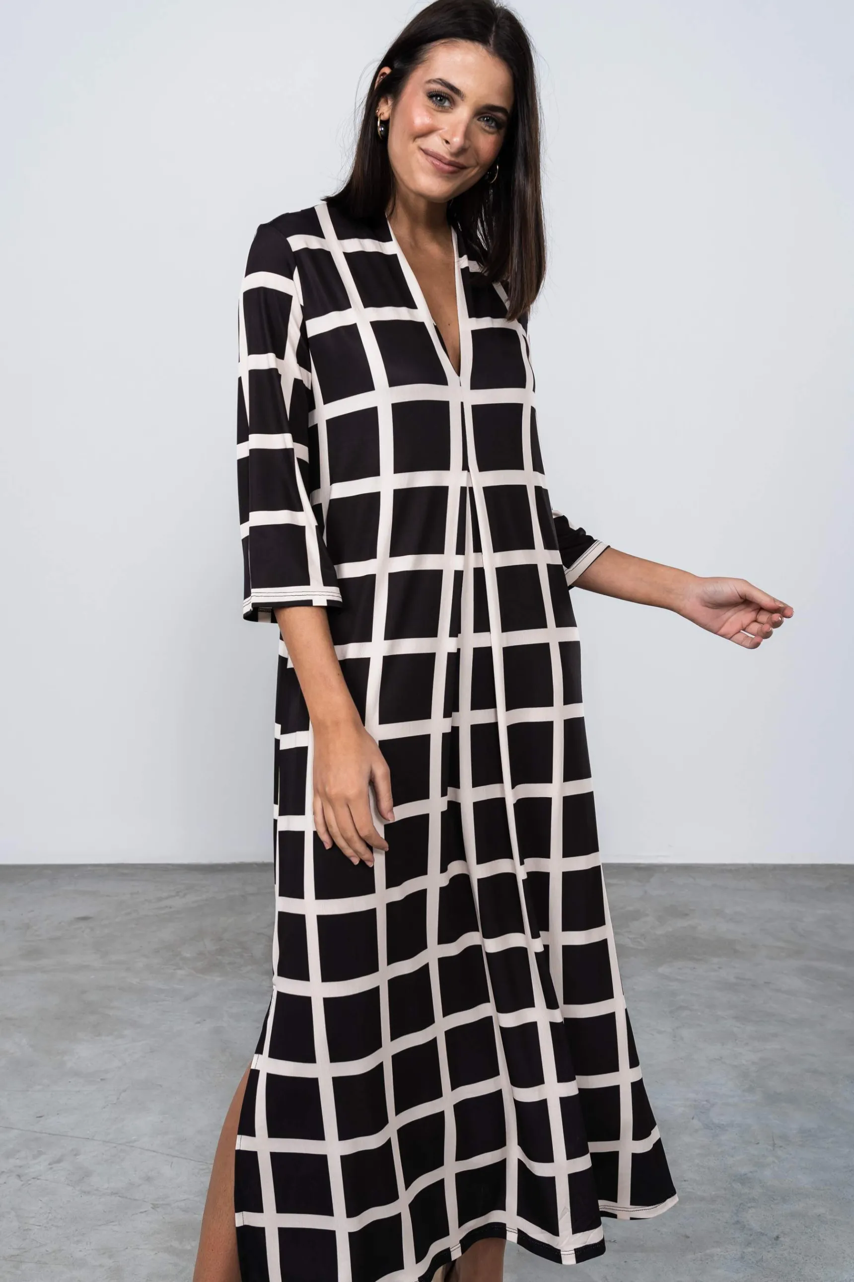 Precchio Vestidos<VESTIDO LARGO TABLA CUADROS