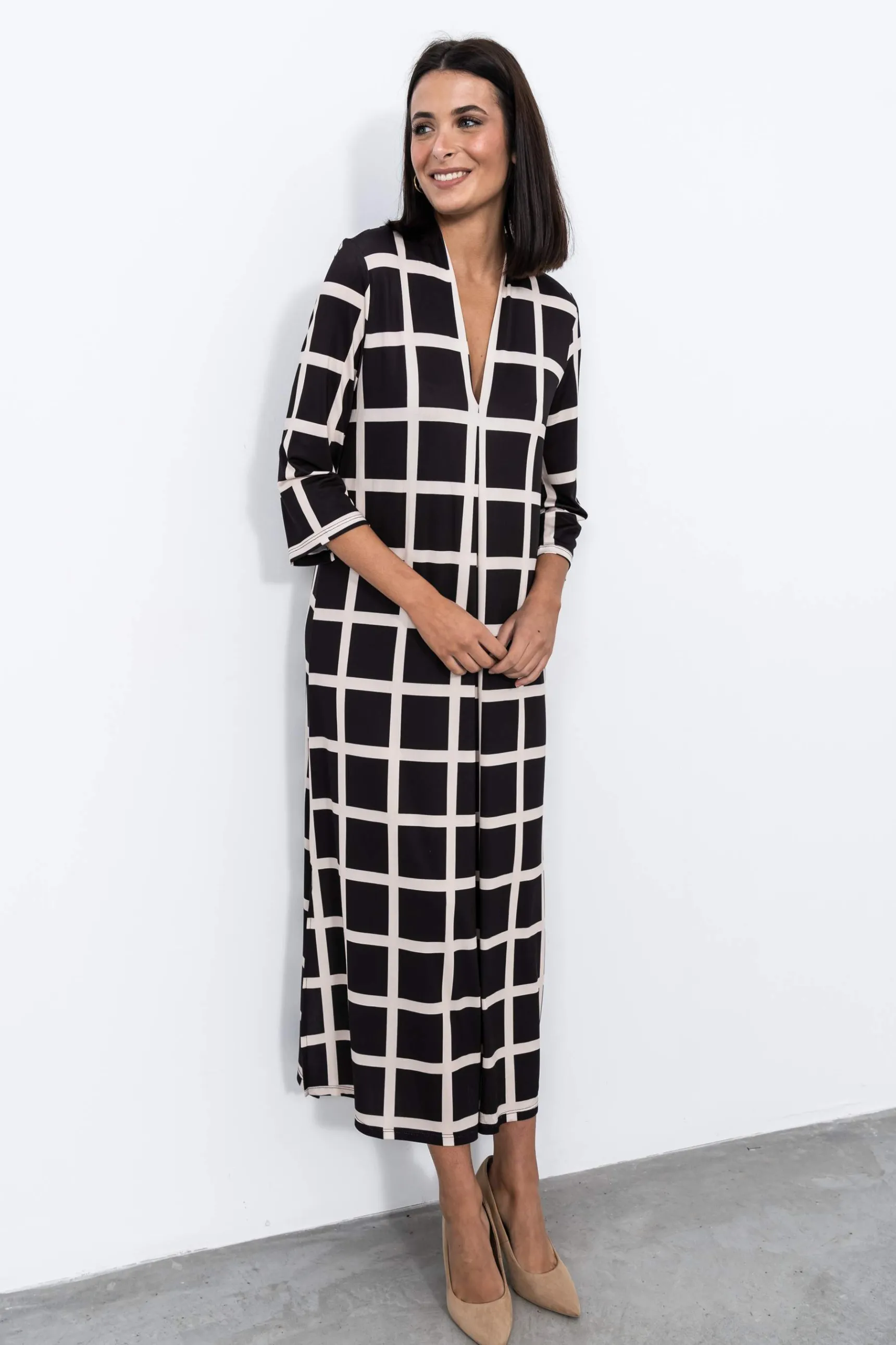 vestido_largo_tabla_cuadr_2.webp Precchio Vestidos<VESTIDO LARGO TABLA CUADROS