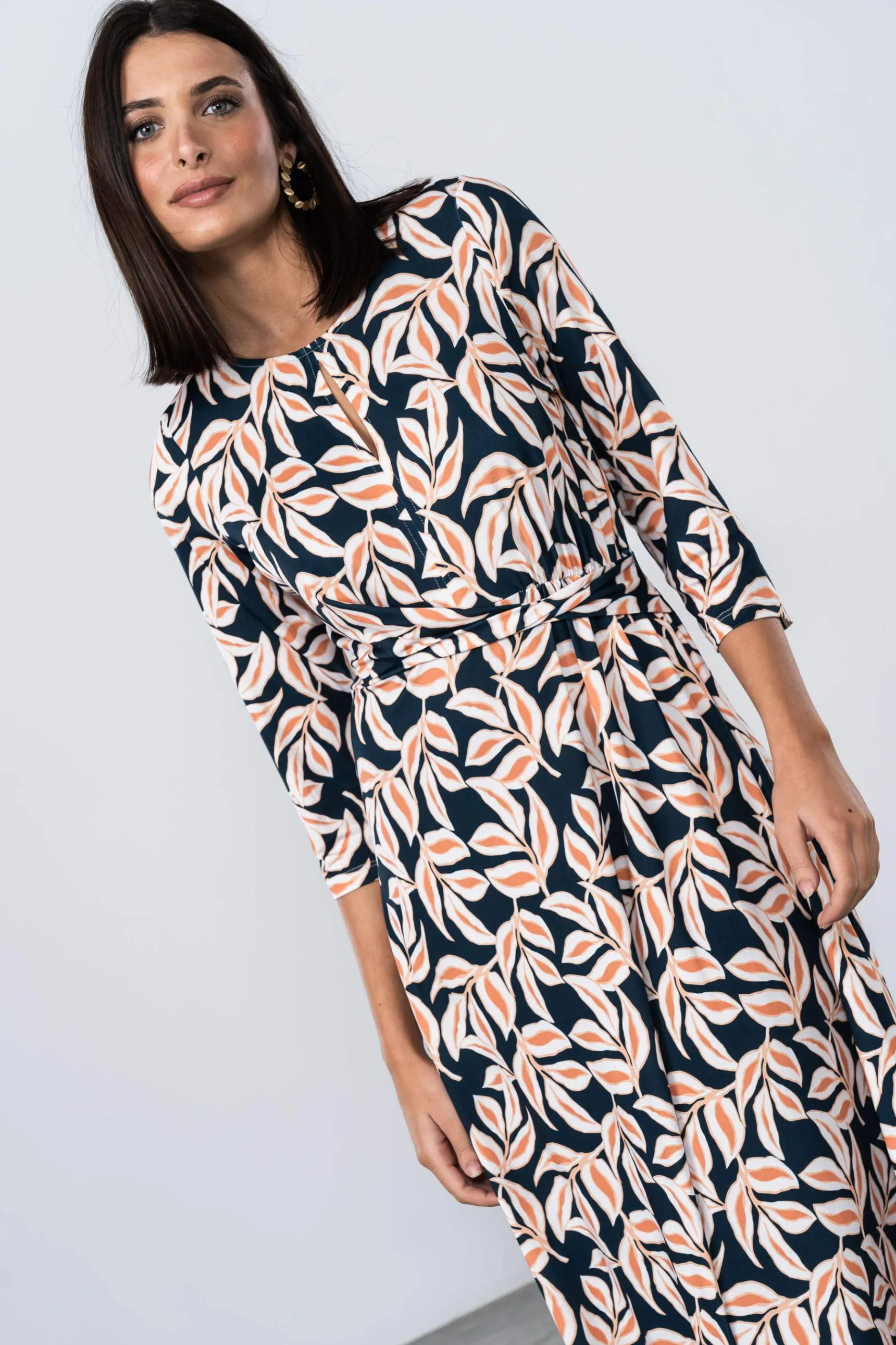 vestido_recogido_hojas_3.webp Precchio Vestidos<VESTIDO RECOGIDO HOJAS