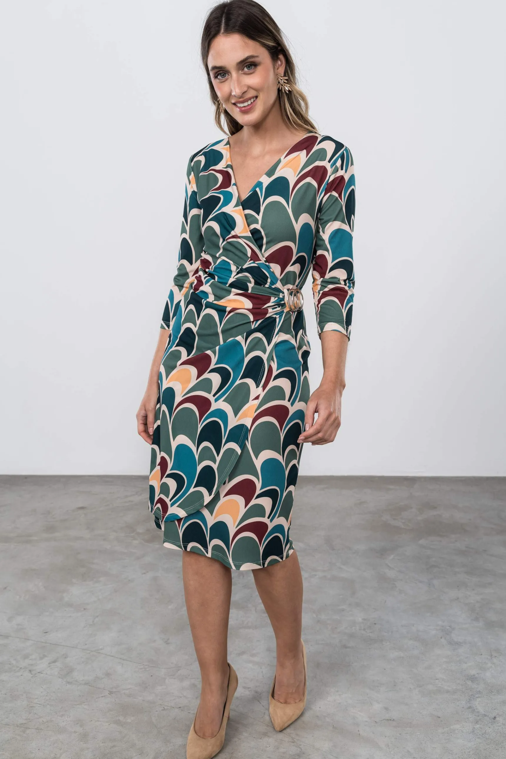 vestido_recogido_ondas_tu_4.webp Precchio Vestidos<VESTIDO RECOGIDO ONDAS TURQUESA
