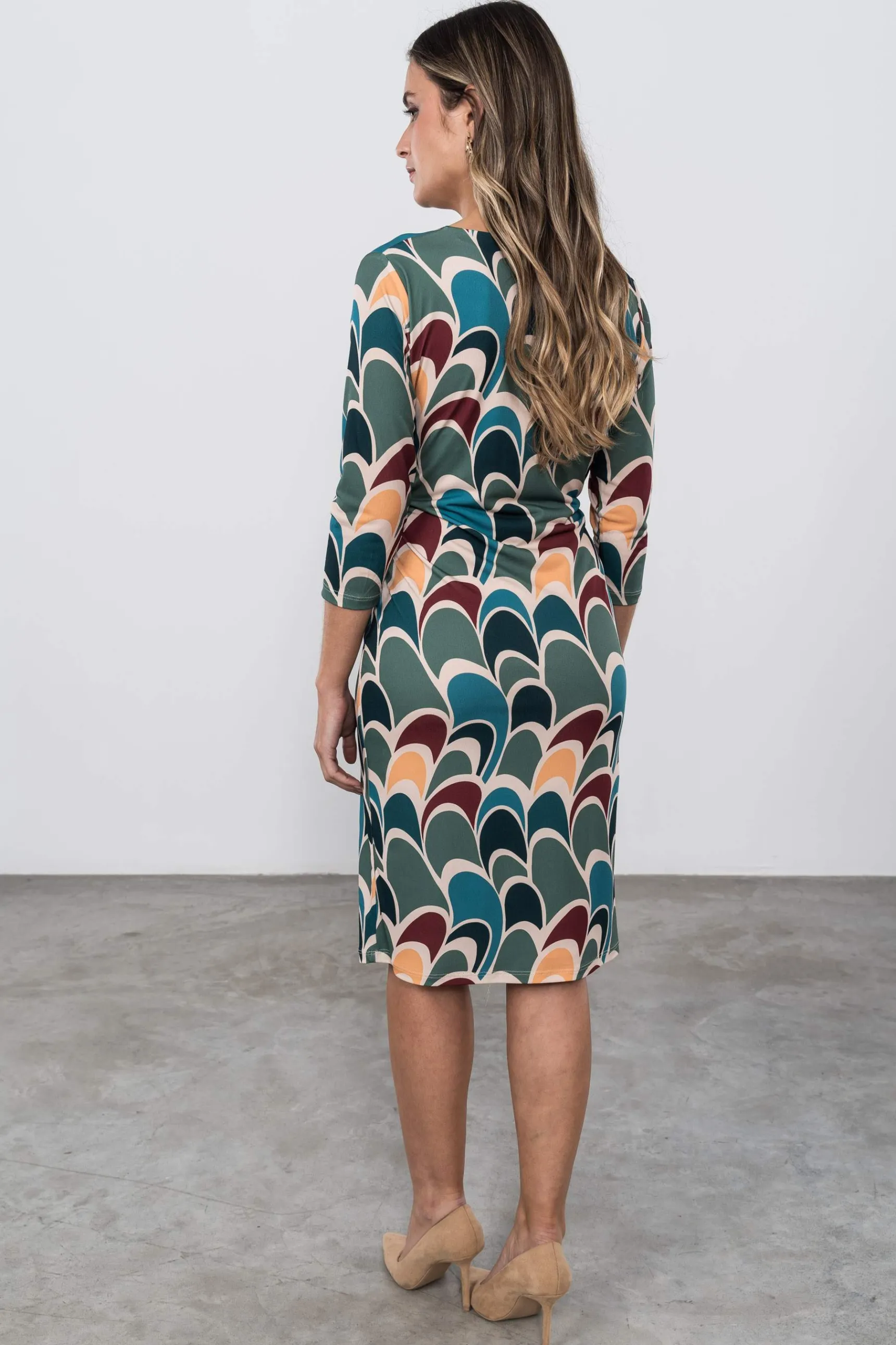 vestido_recogido_ondas_tu_5.webp Precchio Vestidos<VESTIDO RECOGIDO ONDAS TURQUESA